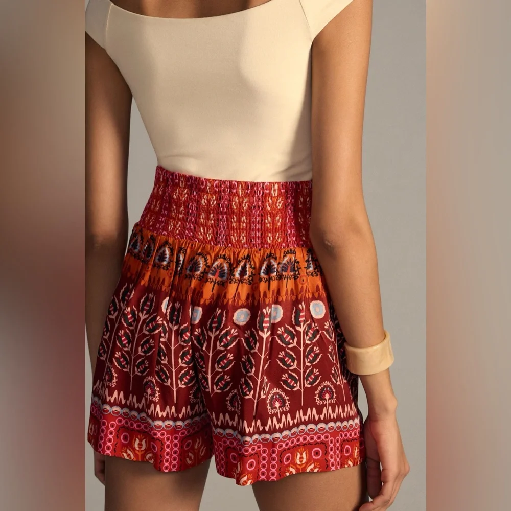 Anthropologie Ruched Wide-Leg Shorts